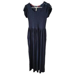 Matilda Jane Small Women Maxi DRESS Long Blue Sleeve Button Details 139040